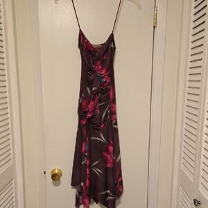 Prada Asymmetrical Dress in Pink and Brown Floral